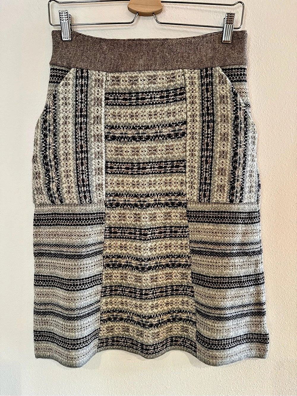 Tory Burch Fair Isle Nordic 100% Wool Knit Skirt XS Like New